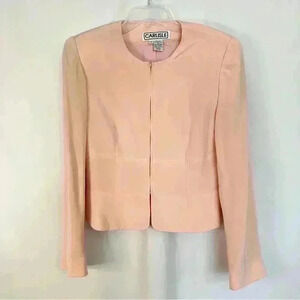 Vintage Carlisle‎ Cropped Blazer Zip Up 100% Silk Womens Sz 10 Pink New